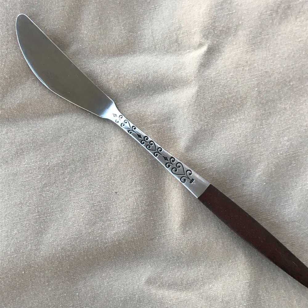 Interpur INR2 Stainless Butter Knife Brown Synthetic Handle MCM Flatware